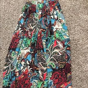 Pleated maxi skirt, elastic waist